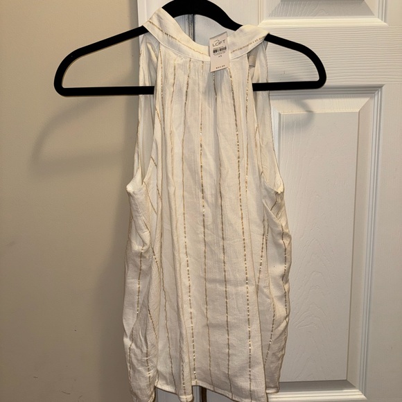 LOFT White Sleeveless Blouse with Bow - Picture 2 of 4